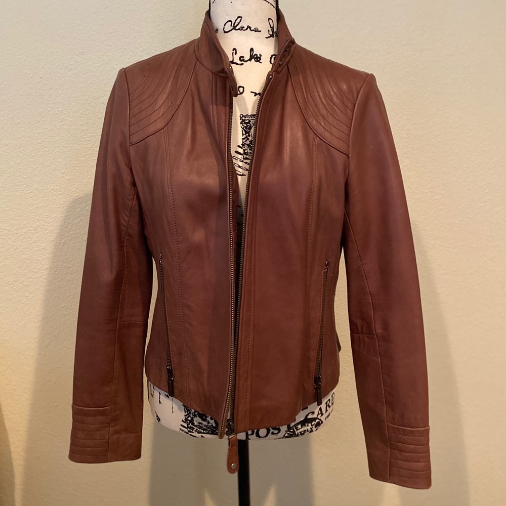 Bernardo Genuine Leather jacket - Cognac Brown